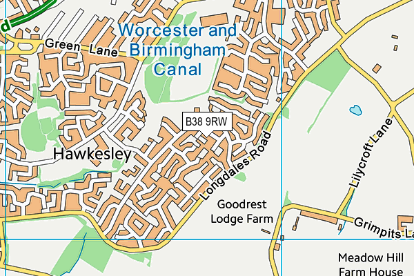 B38 9RW map - OS VectorMap District (Ordnance Survey)