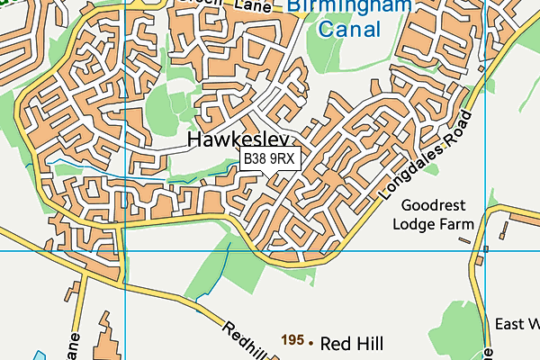 B38 9RX map - OS VectorMap District (Ordnance Survey)