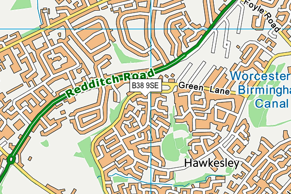 B38 9SE map - OS VectorMap District (Ordnance Survey)