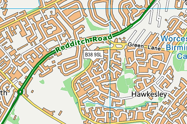 B38 9SL map - OS VectorMap District (Ordnance Survey)