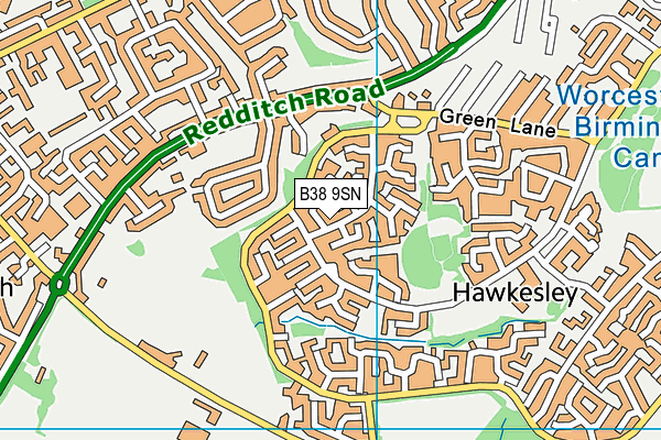 B38 9SN map - OS VectorMap District (Ordnance Survey)