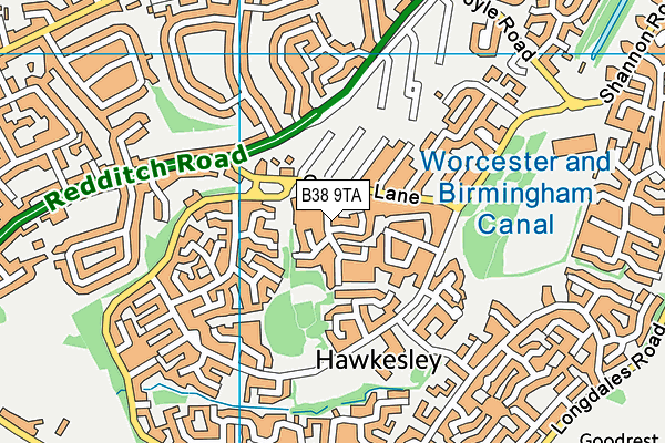 B38 9TA map - OS VectorMap District (Ordnance Survey)