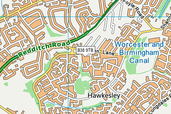 B38 9TB map - OS VectorMap District (Ordnance Survey)