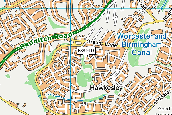 B38 9TD map - OS VectorMap District (Ordnance Survey)