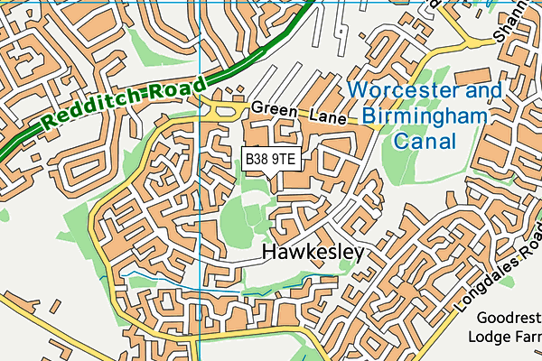 B38 9TE map - OS VectorMap District (Ordnance Survey)