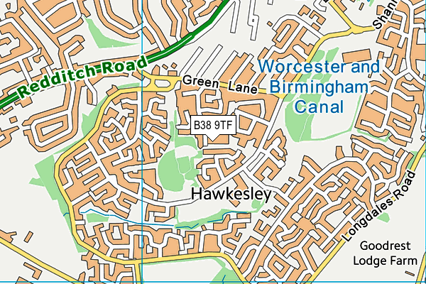 B38 9TF map - OS VectorMap District (Ordnance Survey)