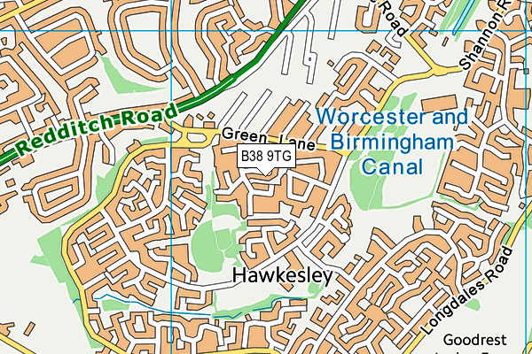 B38 9TG map - OS VectorMap District (Ordnance Survey)