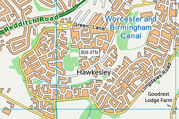B38 9TN map - OS VectorMap District (Ordnance Survey)