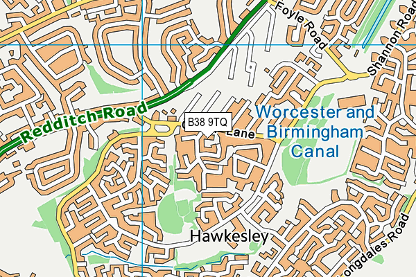 B38 9TQ map - OS VectorMap District (Ordnance Survey)