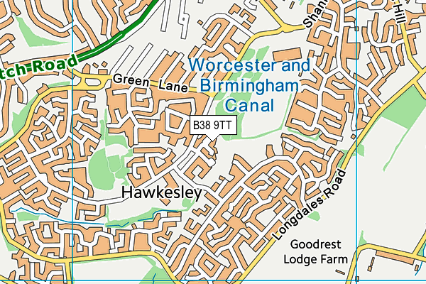 B38 9TT map - OS VectorMap District (Ordnance Survey)