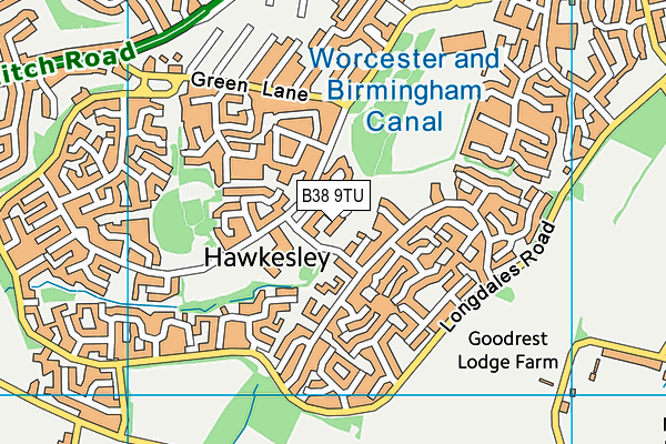 B38 9TU map - OS VectorMap District (Ordnance Survey)