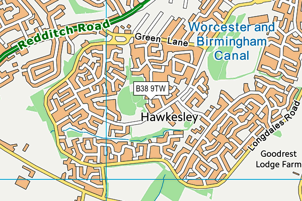 B38 9TW map - OS VectorMap District (Ordnance Survey)