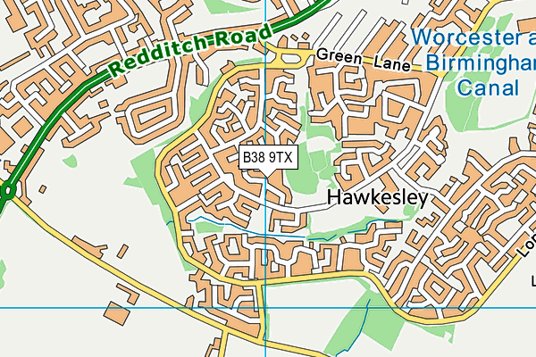 B38 9TX map - OS VectorMap District (Ordnance Survey)