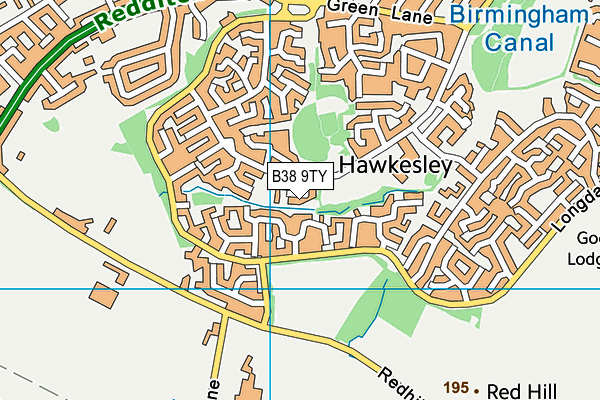 B38 9TY map - OS VectorMap District (Ordnance Survey)