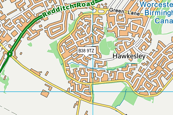 B38 9TZ map - OS VectorMap District (Ordnance Survey)