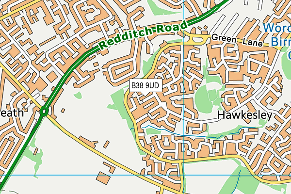 B38 9UD map - OS VectorMap District (Ordnance Survey)