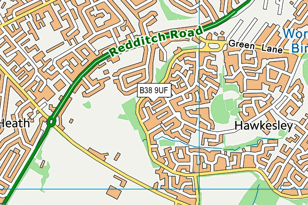 B38 9UF map - OS VectorMap District (Ordnance Survey)