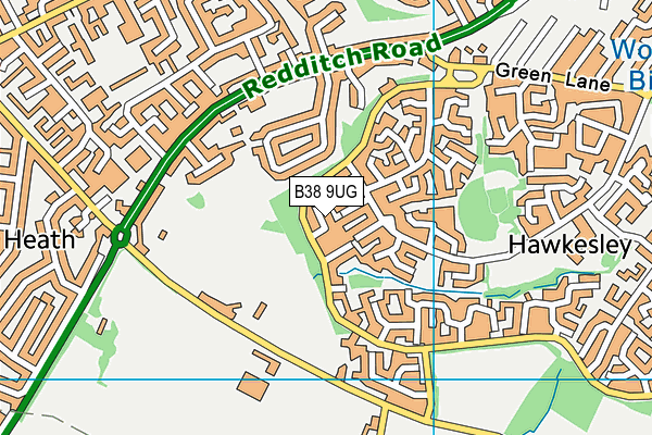 B38 9UG map - OS VectorMap District (Ordnance Survey)