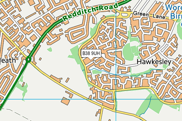 B38 9UH map - OS VectorMap District (Ordnance Survey)