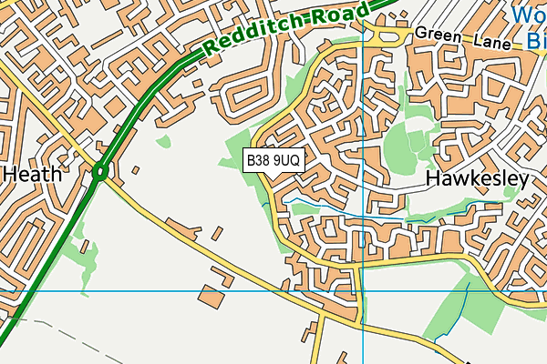 B38 9UQ map - OS VectorMap District (Ordnance Survey)