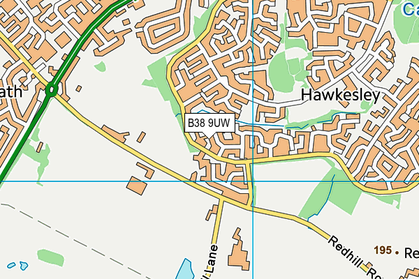 B38 9UW map - OS VectorMap District (Ordnance Survey)