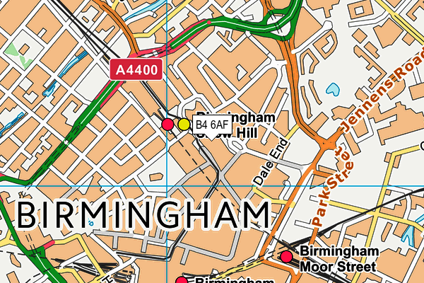 B4 6AF map - OS VectorMap District (Ordnance Survey)