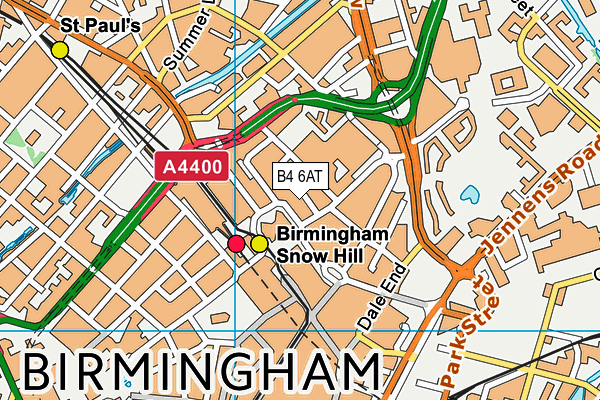 B4 6AT map - OS VectorMap District (Ordnance Survey)