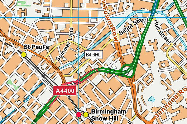 B4 6HL map - OS VectorMap District (Ordnance Survey)