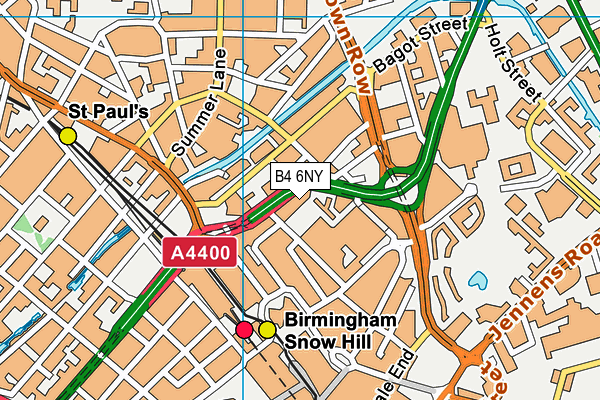B4 6NY map - OS VectorMap District (Ordnance Survey)