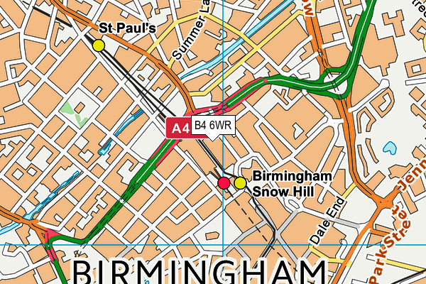 B4 6WR map - OS VectorMap District (Ordnance Survey)