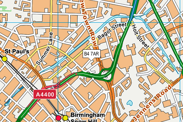 B4 7AR map - OS VectorMap District (Ordnance Survey)