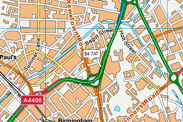 B4 7AT map - OS VectorMap District (Ordnance Survey)