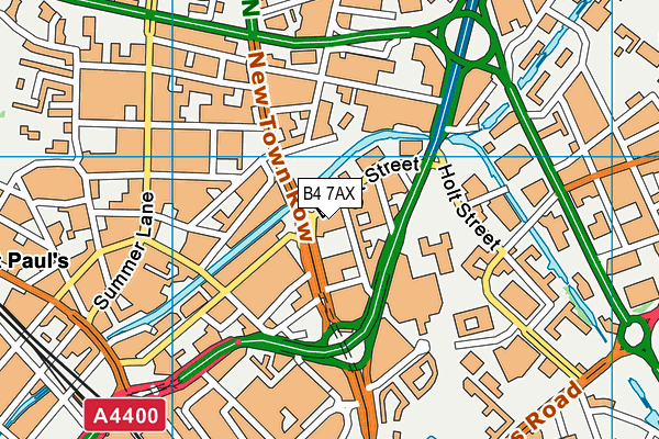 B4 7AX map - OS VectorMap District (Ordnance Survey)