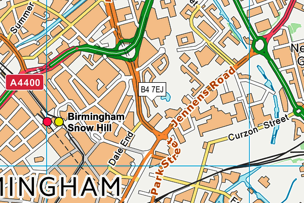 B4 7EJ map - OS VectorMap District (Ordnance Survey)