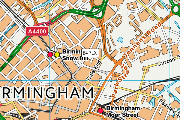 B4 7LX map - OS VectorMap District (Ordnance Survey)