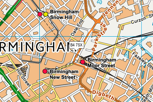 B4 7SX map - OS VectorMap District (Ordnance Survey)