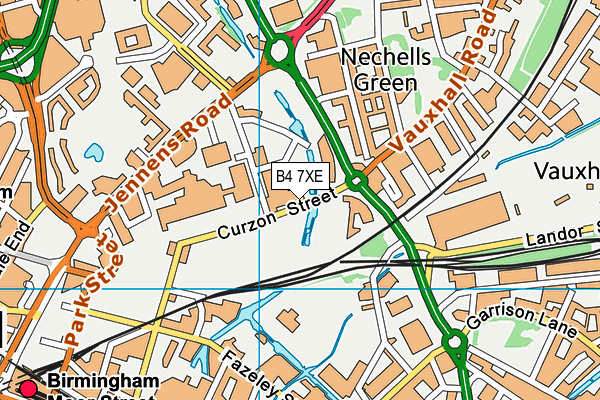 B4 7XE map - OS VectorMap District (Ordnance Survey)