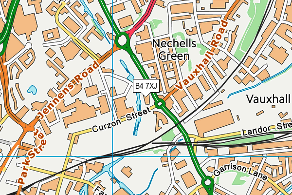 B4 7XJ map - OS VectorMap District (Ordnance Survey)