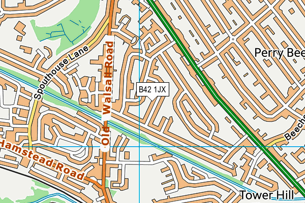 B42 1JX map - OS VectorMap District (Ordnance Survey)