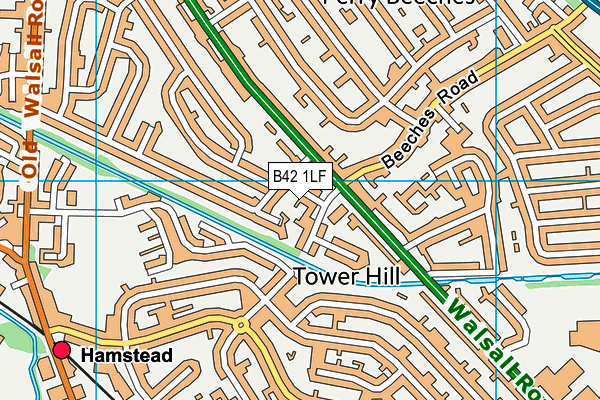 B42 1LF map - OS VectorMap District (Ordnance Survey)