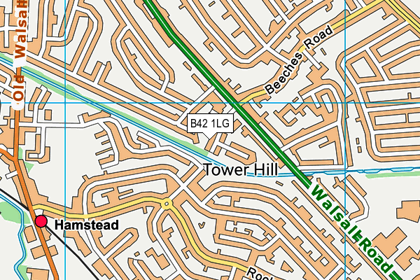 B42 1LG map - OS VectorMap District (Ordnance Survey)