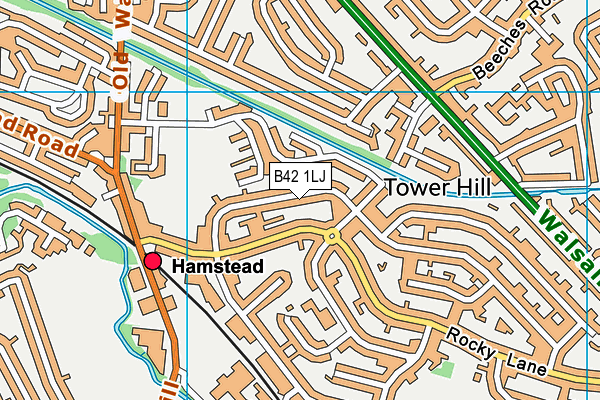 B42 1LJ map - OS VectorMap District (Ordnance Survey)