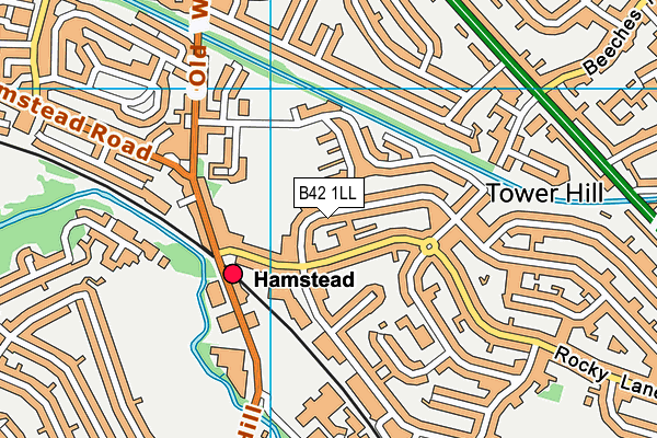 B42 1LL map - OS VectorMap District (Ordnance Survey)