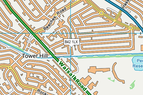 B42 1LX map - OS VectorMap District (Ordnance Survey)