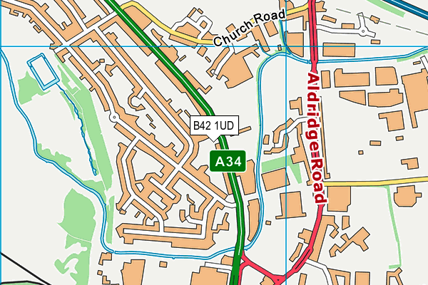 B42 1UD map - OS VectorMap District (Ordnance Survey)