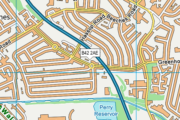 B42 2AE map - OS VectorMap District (Ordnance Survey)