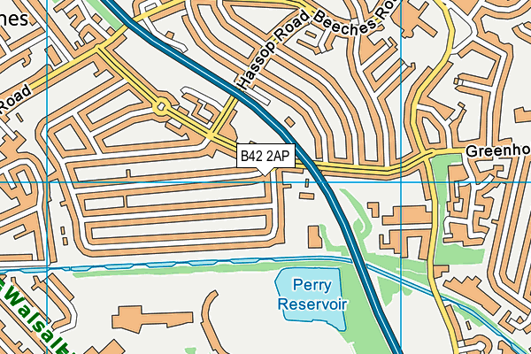 B42 2AP map - OS VectorMap District (Ordnance Survey)