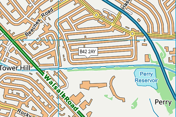 B42 2AY map - OS VectorMap District (Ordnance Survey)