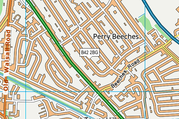 B42 2BG map - OS VectorMap District (Ordnance Survey)