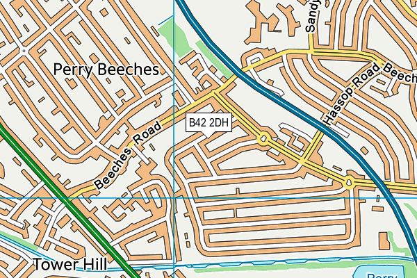 B42 2DH map - OS VectorMap District (Ordnance Survey)